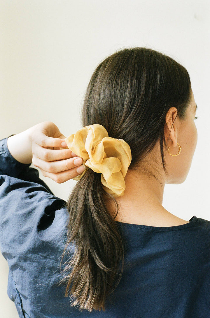 Sand Silk Organza Plant Dyed Scrunchie | Handmade