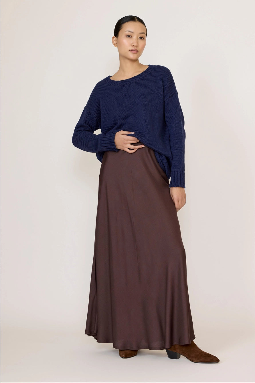 Bias Maxi Skirt - Chocolate