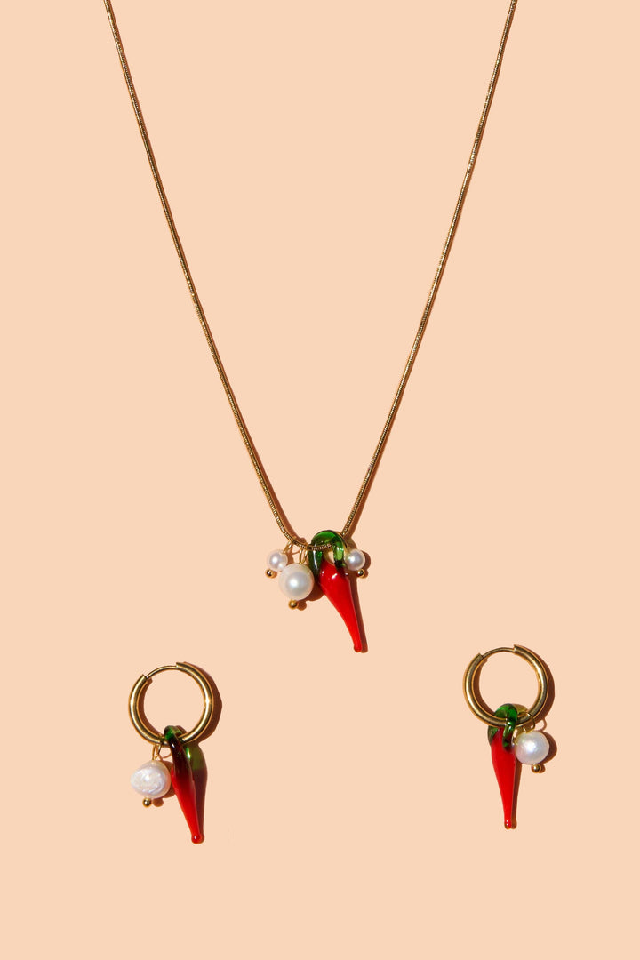 Caliente Hoops - 18K Gold Plated + Murano Glass/Pearl