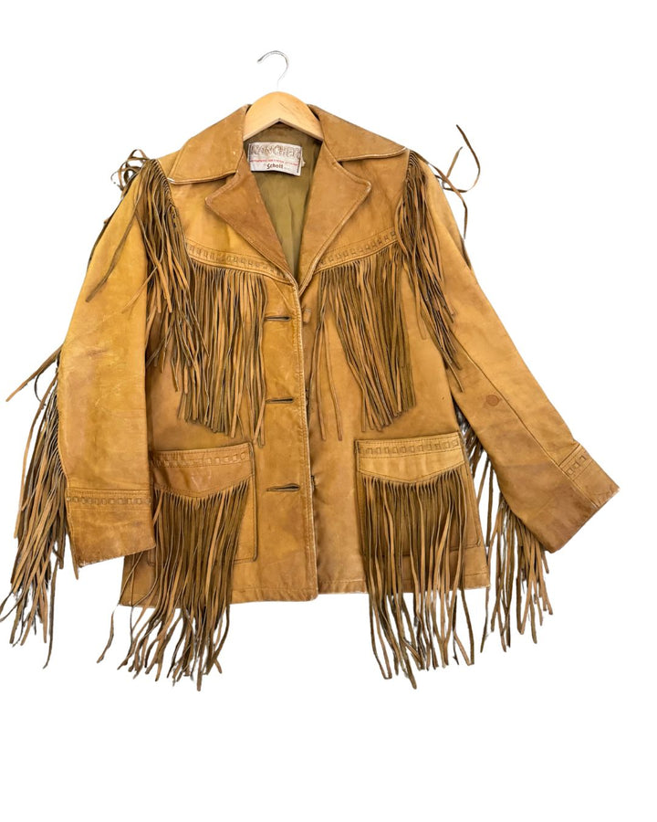 Vintage Schott Western Fringe Leather Jacket – 1970s Rockstar Style - S