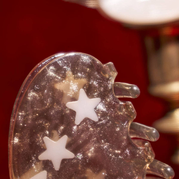 Silver Sparkle Acetate Moon and Stars Astrology Hair Claw