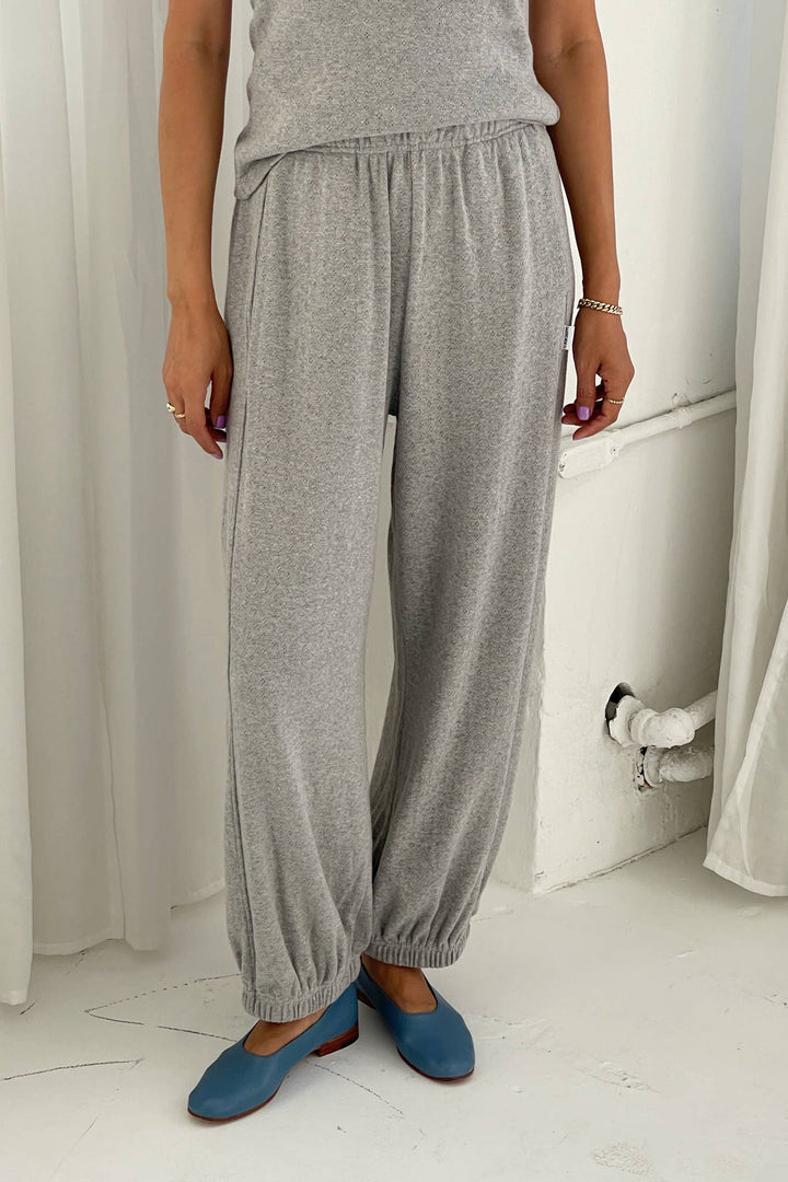 Pointelle Balloon Pants - Melange Grey