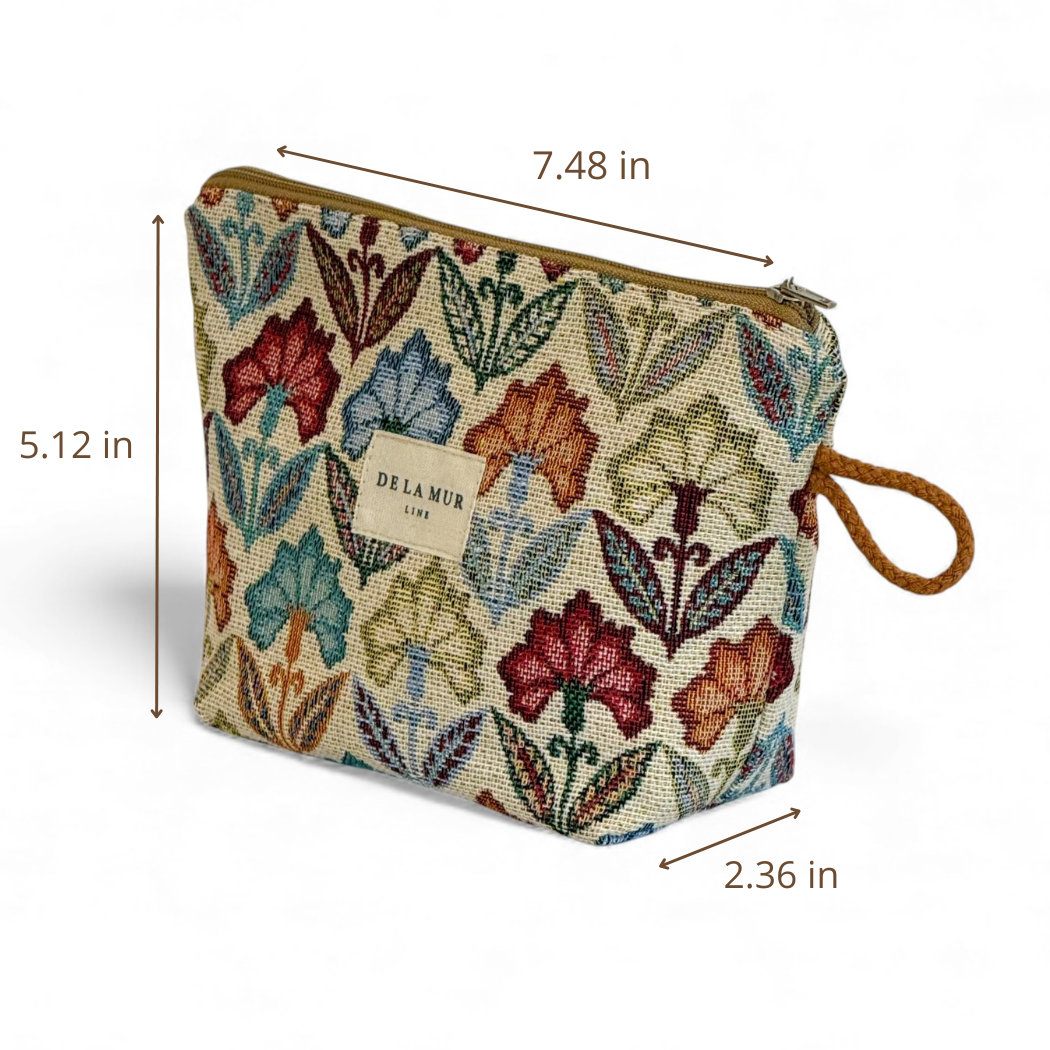 Floral Jacquard Small Makeup Bag – Multicolor (Flora)