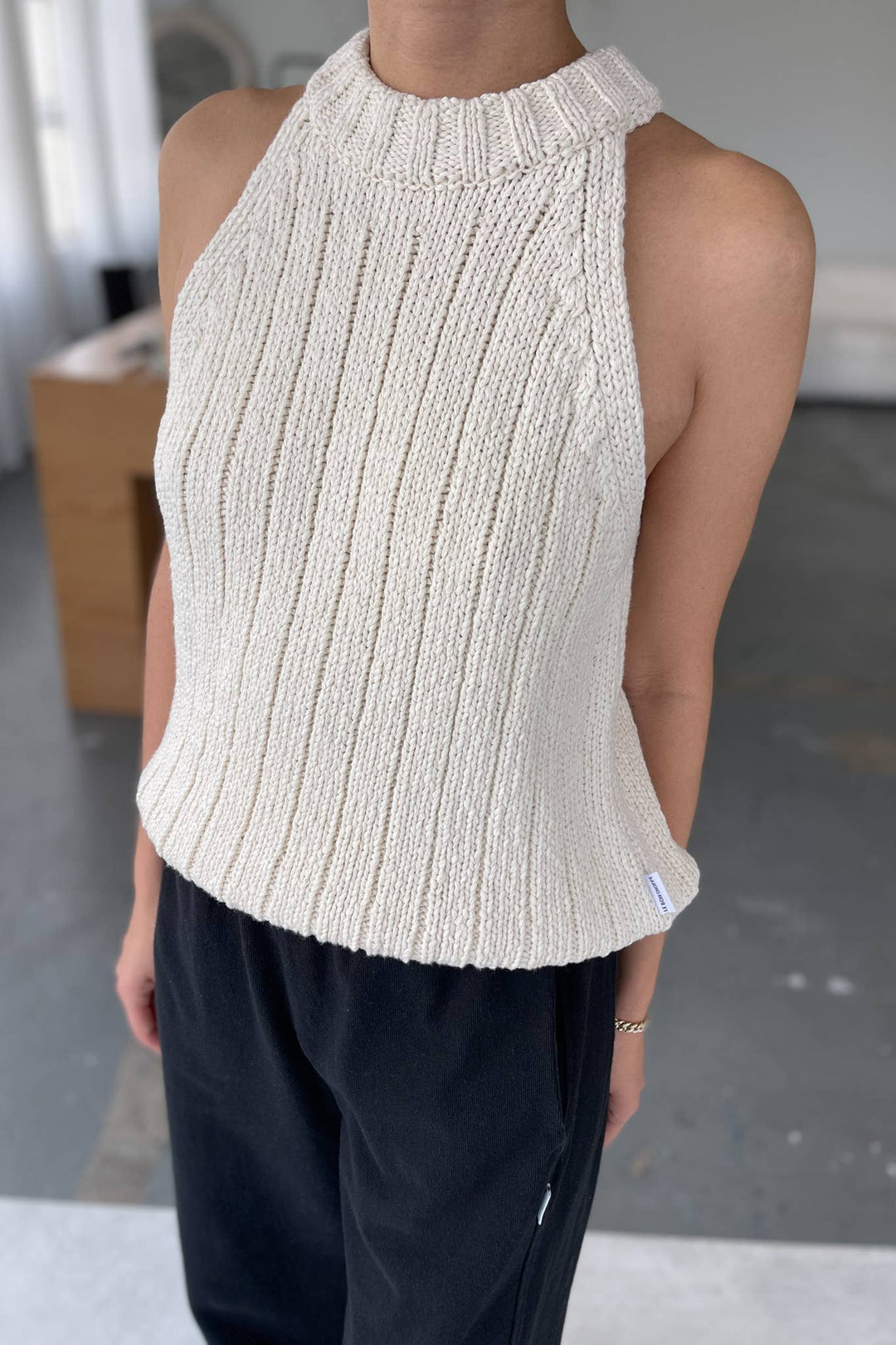 Claire Cotton Sweater Tank -  Naturel