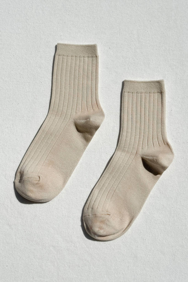 Her Socks - Mercerized Combed Cotton Rib: Porcelain