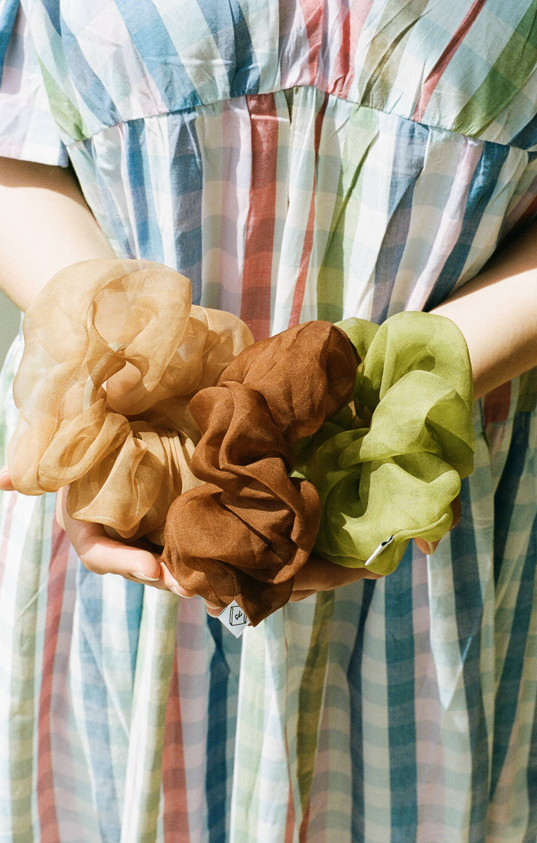 Sage Silk Organza Plant Dyed Scrunchie | Handmade