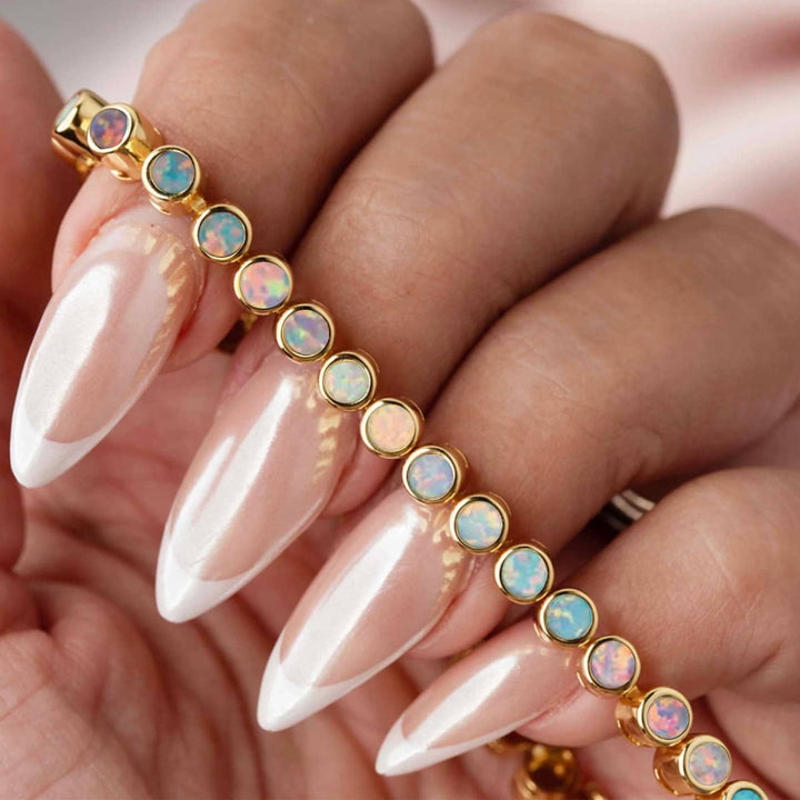 Pastel Opal Ombre Tennis Bracelet: 7''