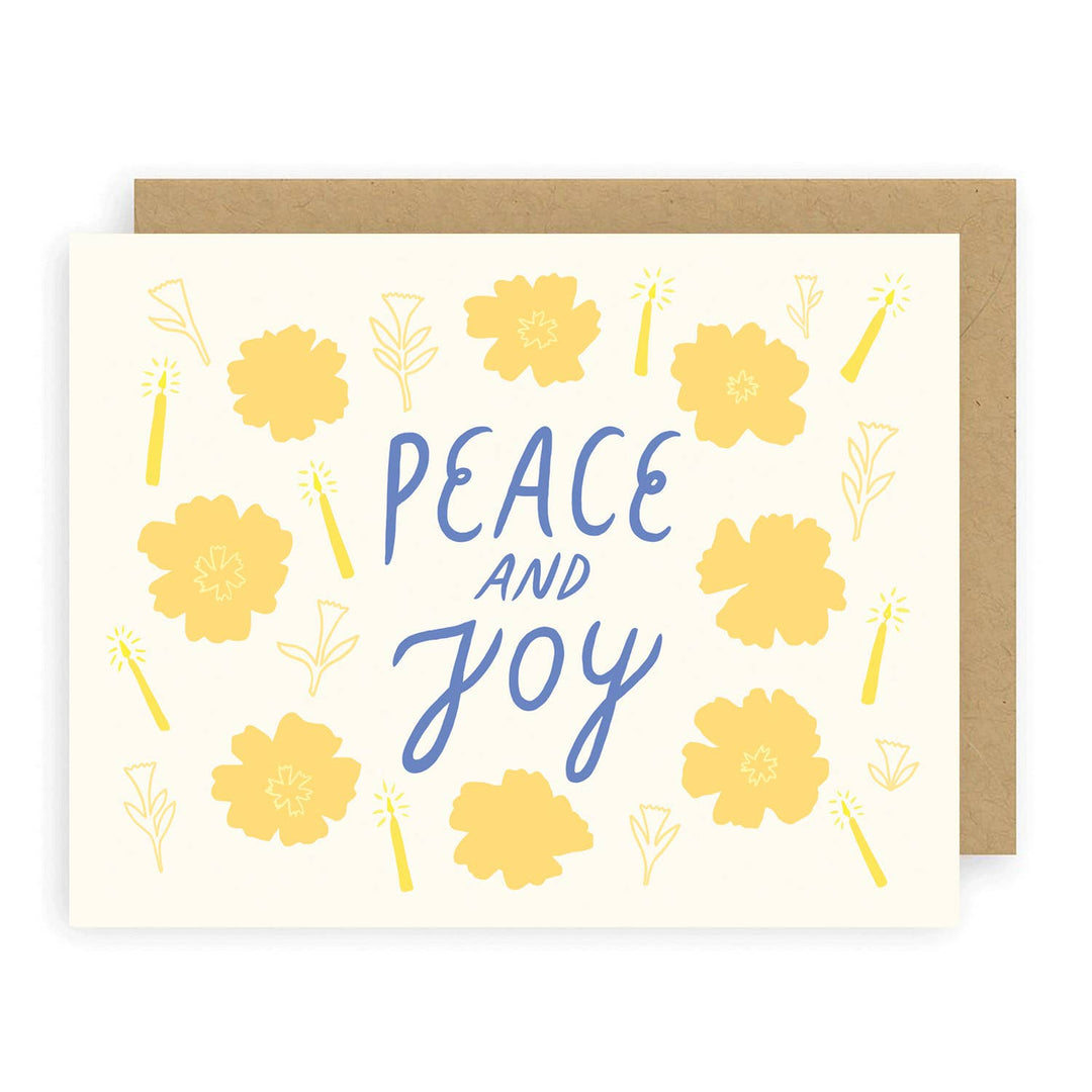Floral Peace and Joy Greeting Card