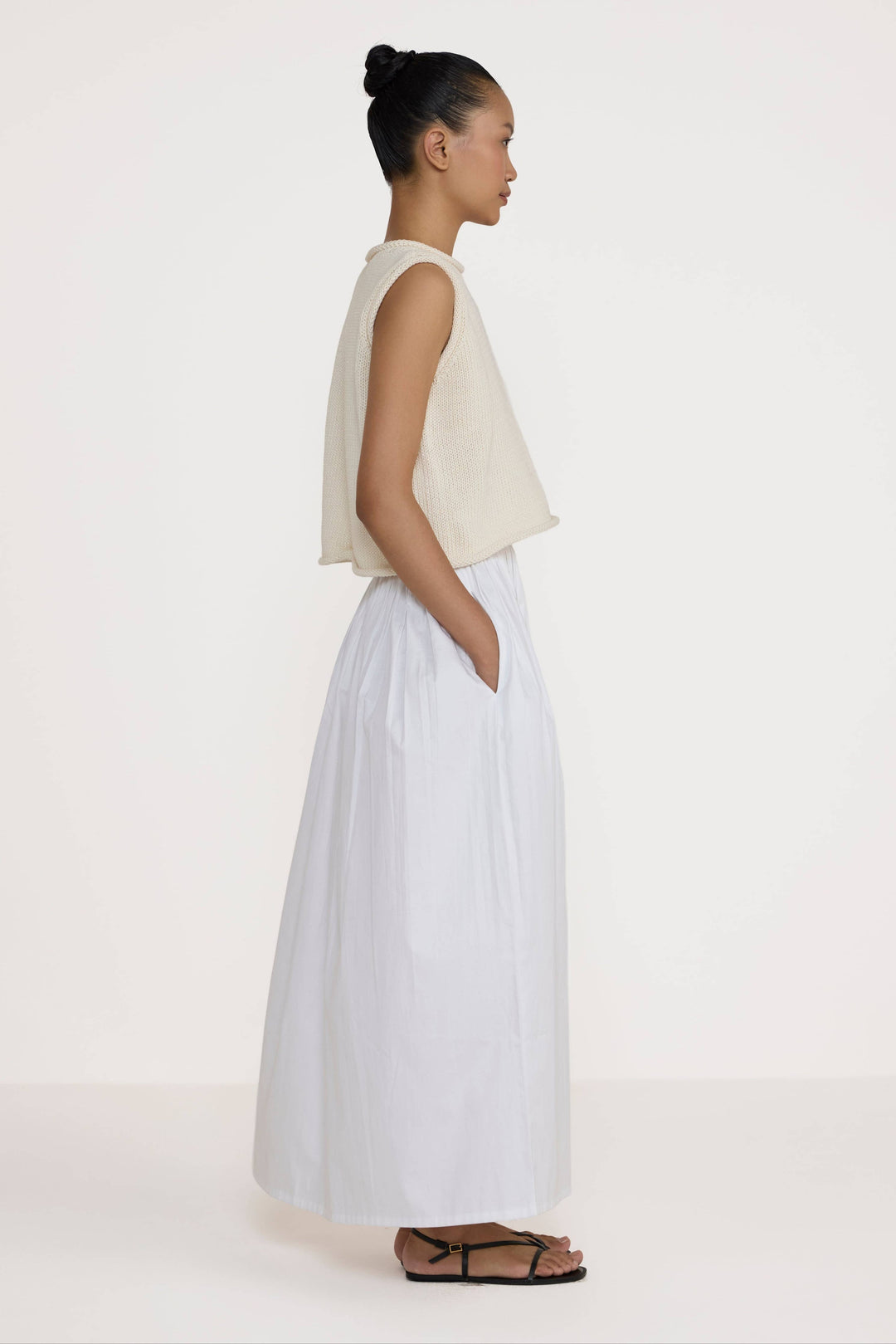 Cropped Knit Tank: Ivory