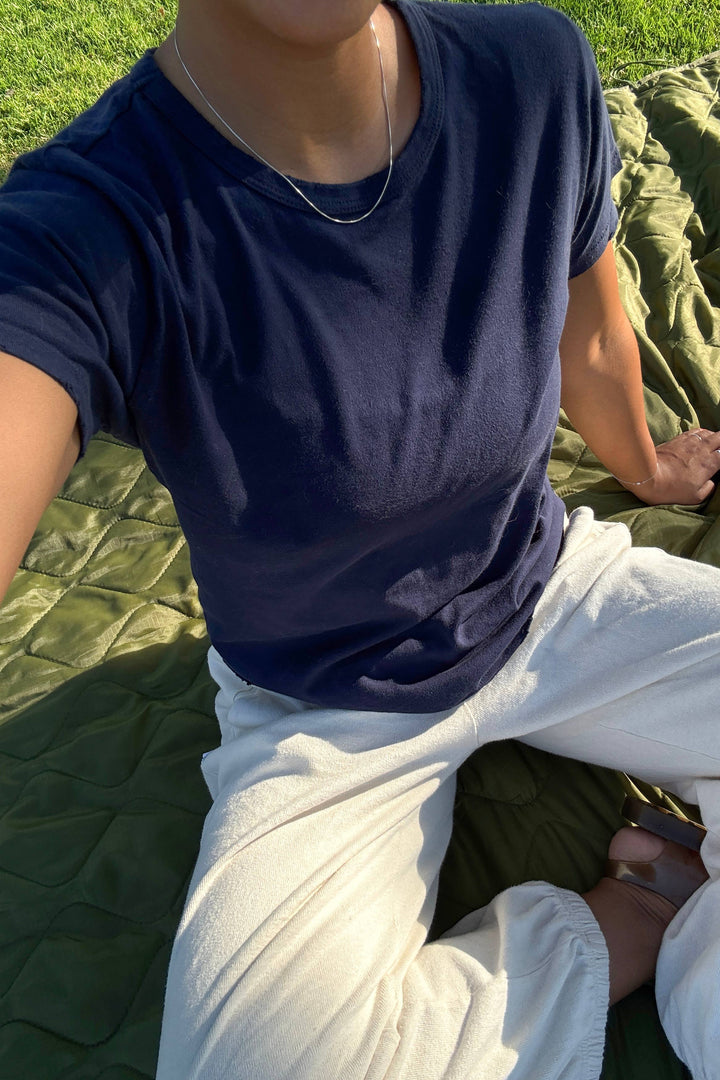 Le Bon Organic Cotton Vintage Boy Tee: Navy