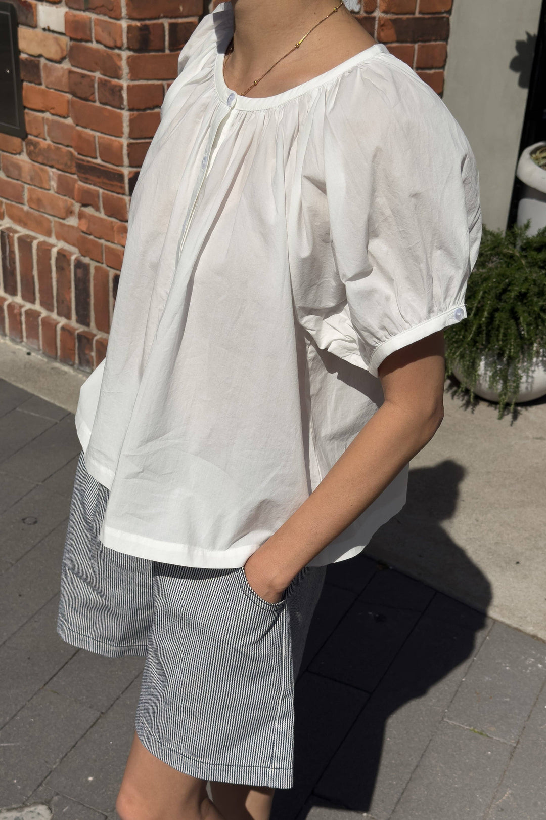 Emily Short Sleeve Top: White