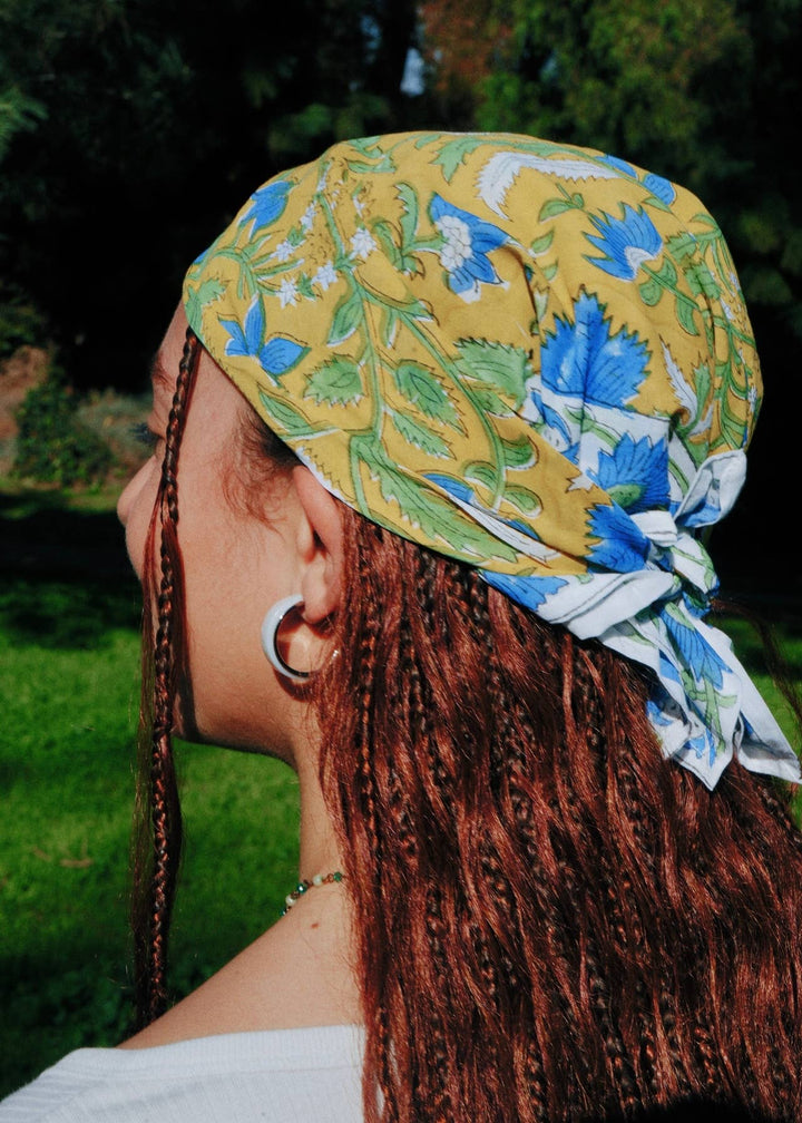 Blue Lotus Trail - Block Printed Cotton Band