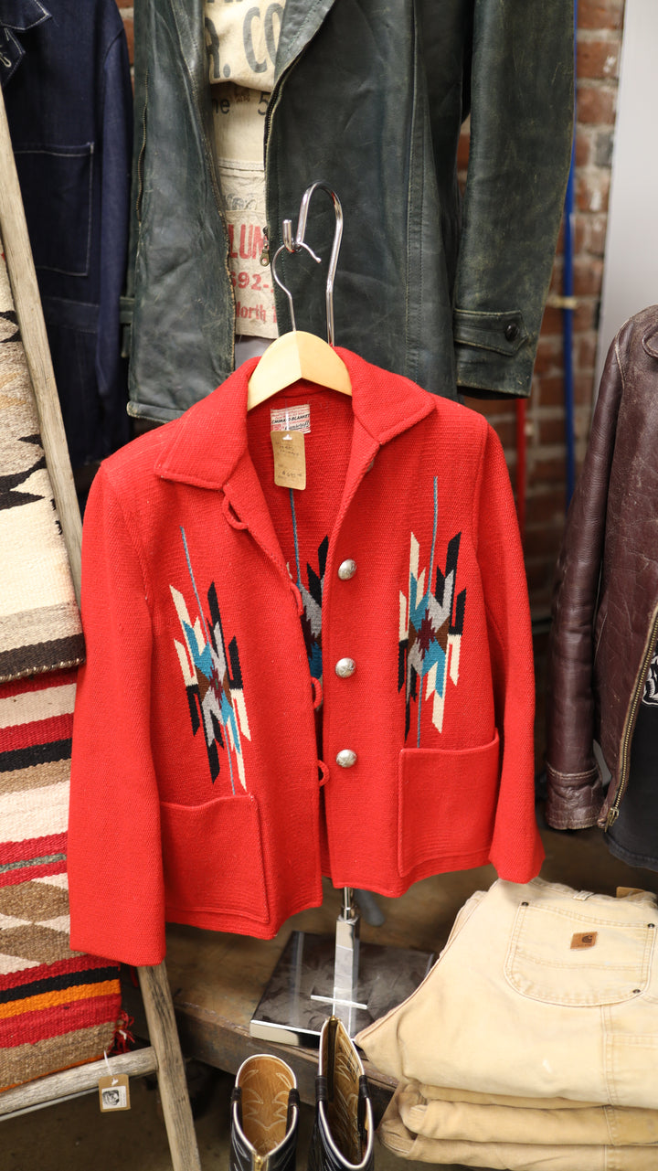 Vintage 1950's Red Chimayó Wool Jacket - S/M