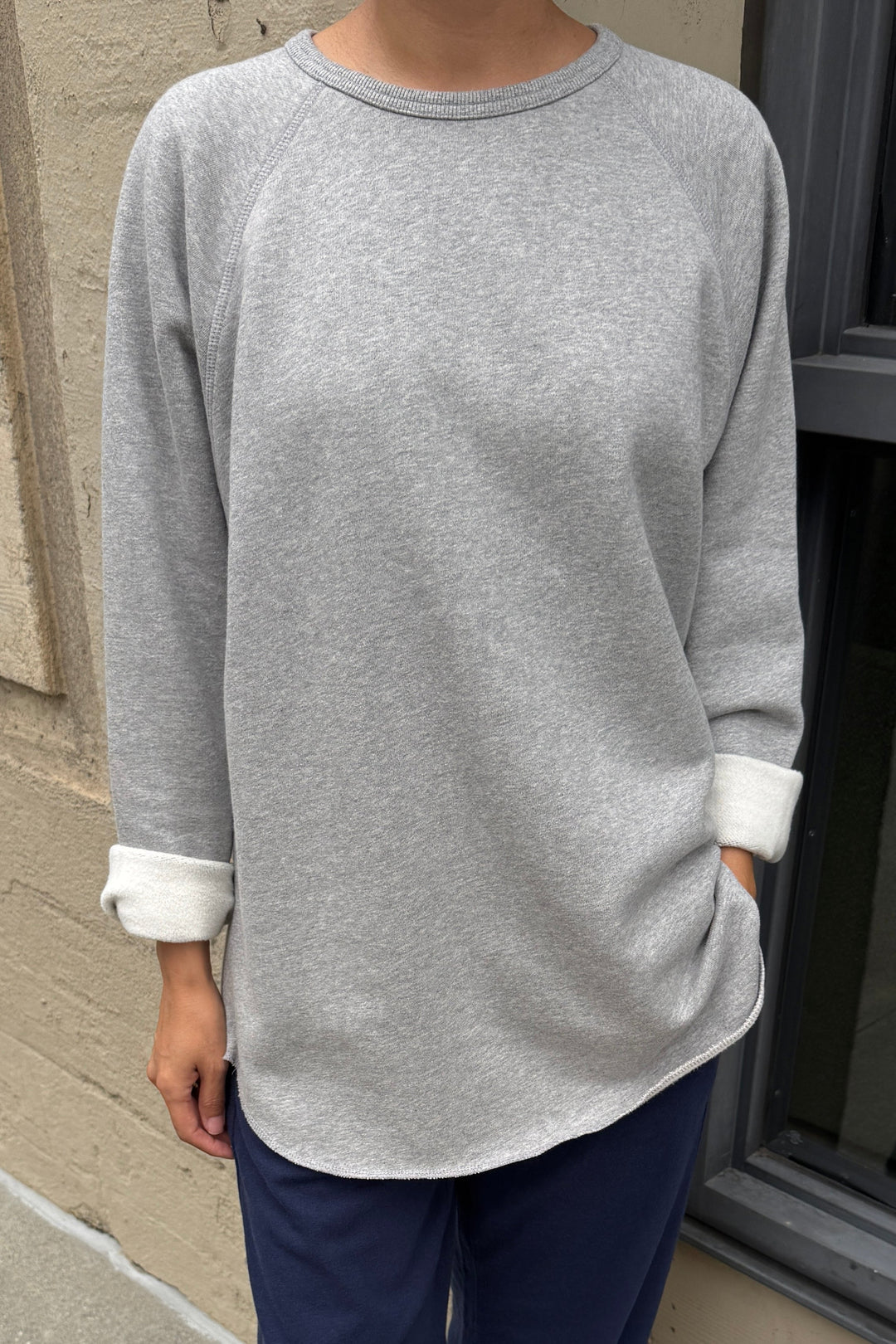 French Terry Raglan Tee - Melange Grey