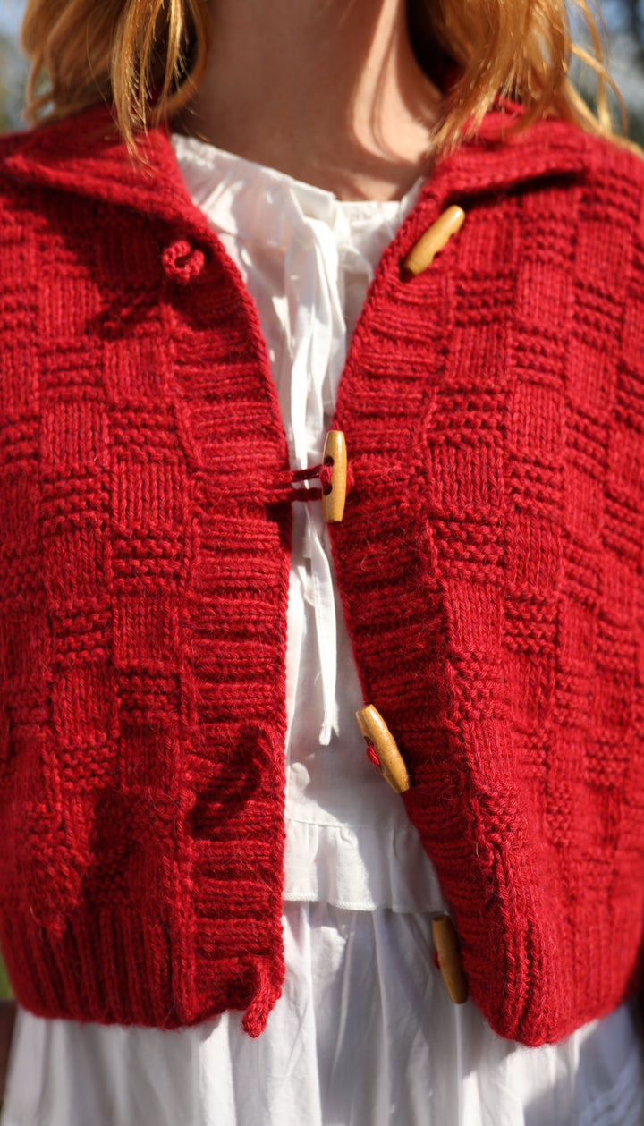 (PRE-ORDER) Basket Weave Cardigan- Rojo