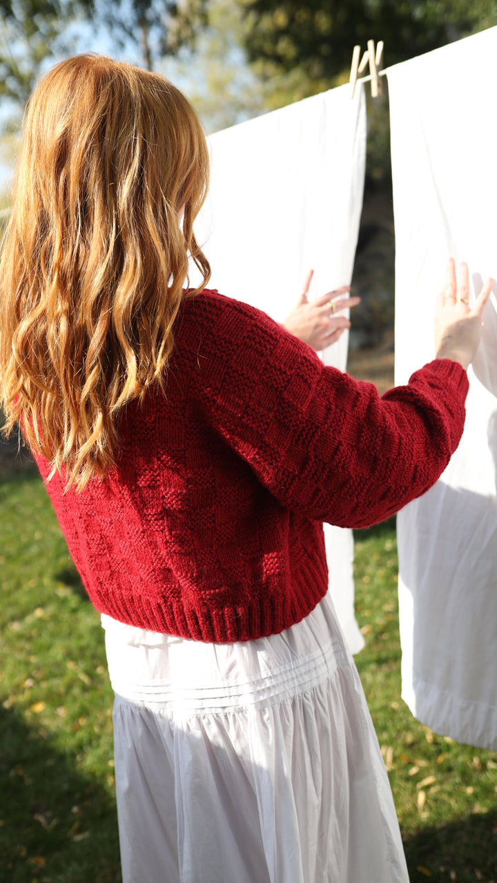 (PRE-ORDER) Basket Weave Cardigan- Rojo