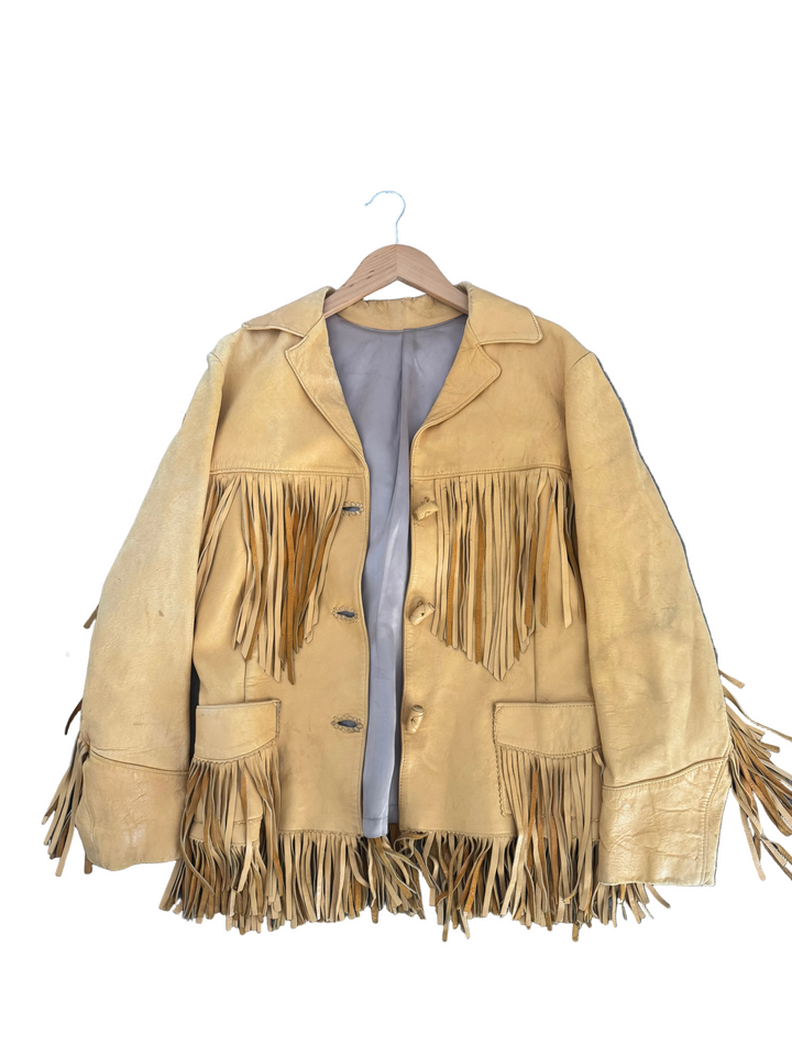 1950's Chris Line Buckskin Fringe Leather Jacket - M/L