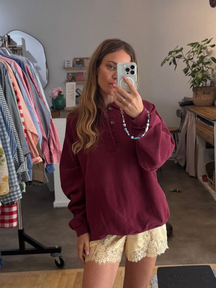 Vintage Burgundy Rugby Pullover - Land's End - L