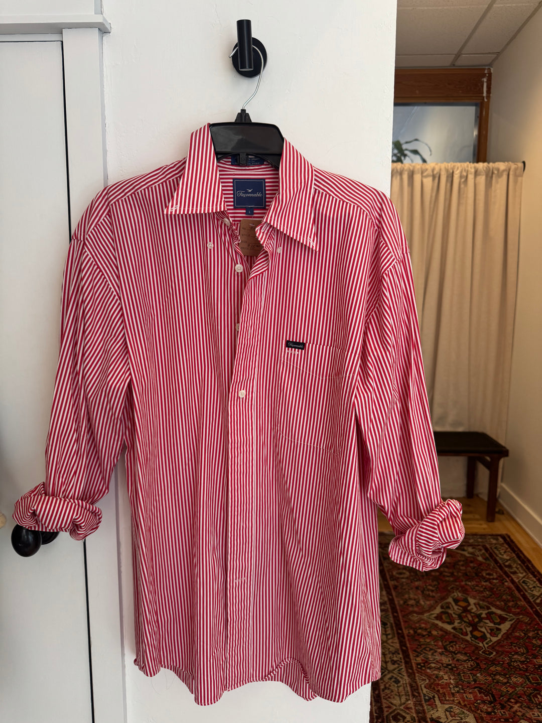 Vintage Designer Oxford - Red Stripe Façonnable - L