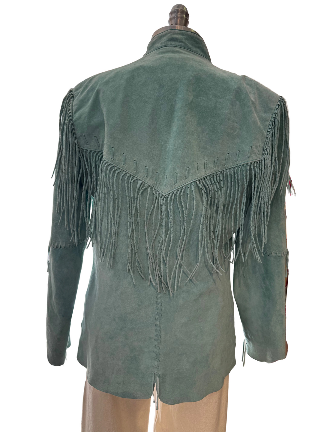 90’s Scully Turquoise fringe leather jacket - S
