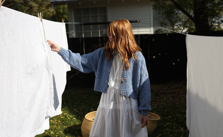 Basket Weave Cardigan - Sky