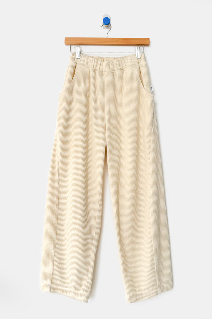 Soft Corduroy Arc Pants - Ecru
