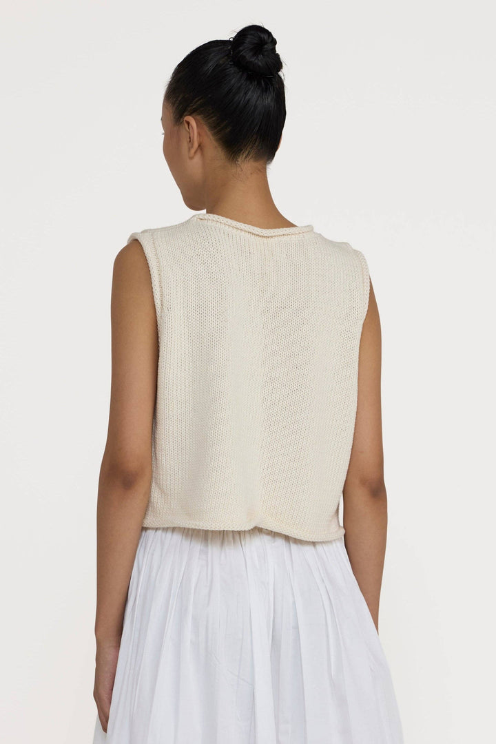 Cropped Knit Tank: Ivory