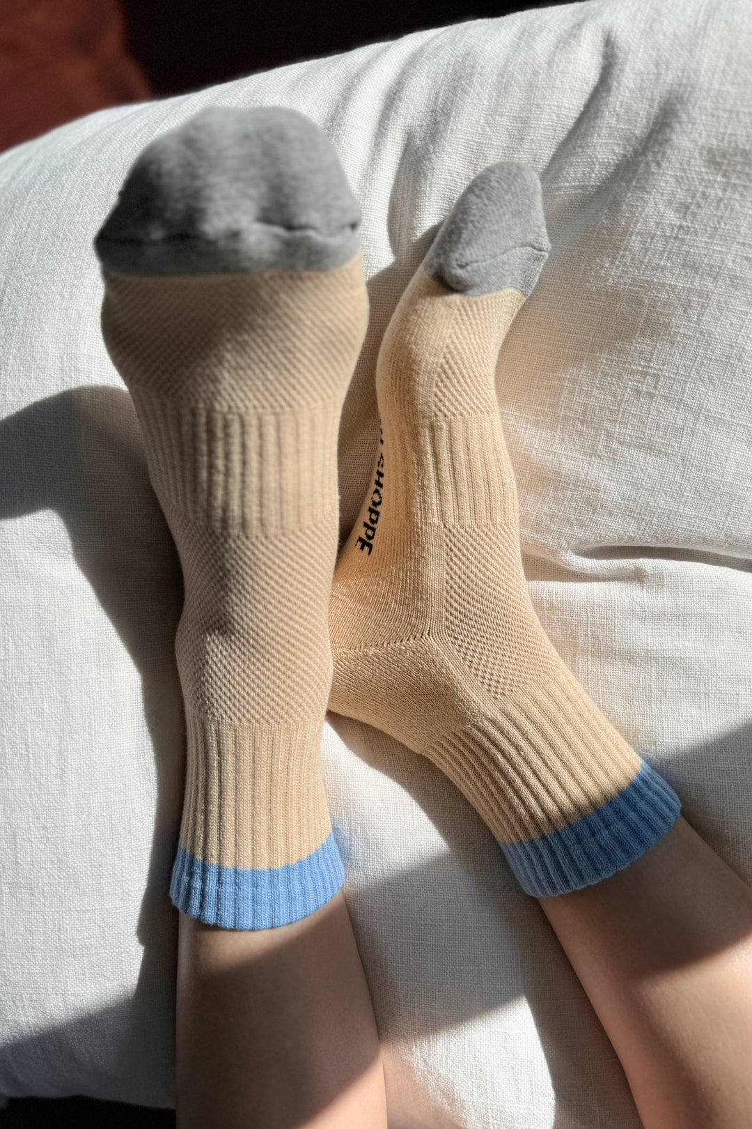 Color Block Girlfriend Socks: Yellow Blue