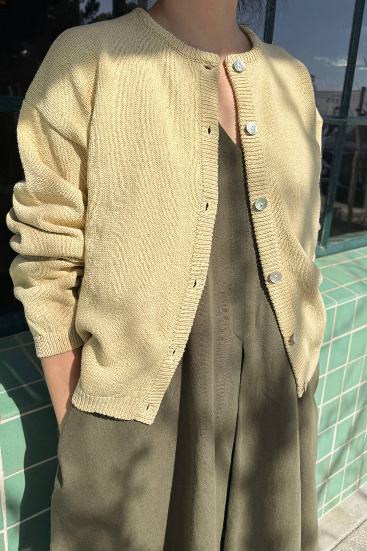 Cotton Leila Cardigan: Custard
