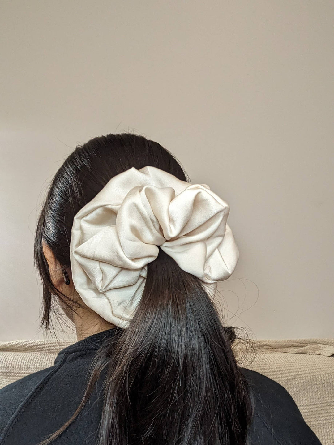 Pearly White Bridal Silk Oversized Scrunchie