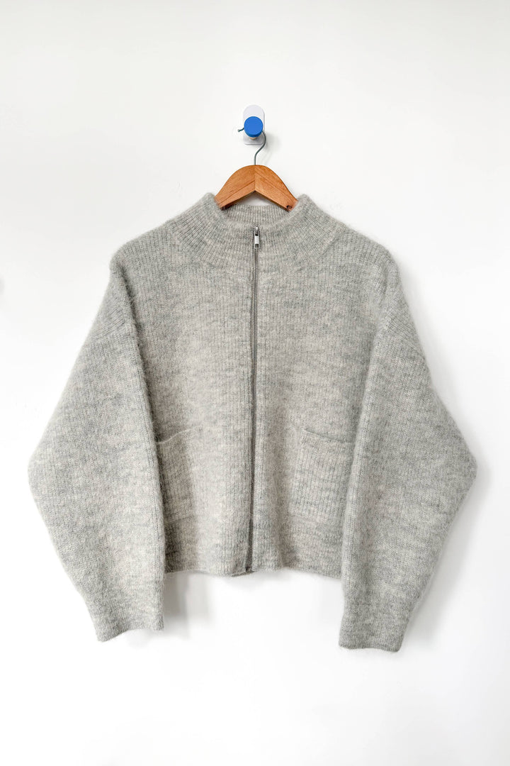 Alpaca Zip Front Jacket - Light Grey