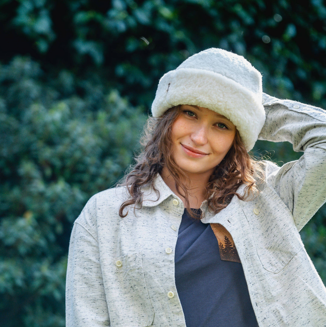 100% Merino Wool 'Sherpa' Beanie: Natural