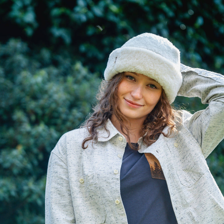 100% Merino Wool 'Sherpa' Beanie: Natural