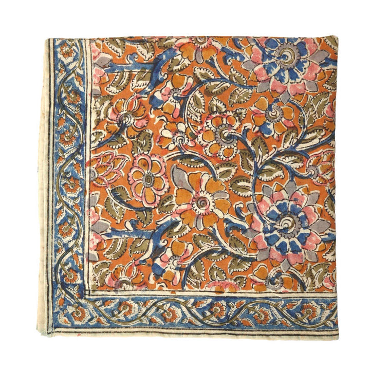 Cobalt Floral - Kalamkari Cotton Bandana