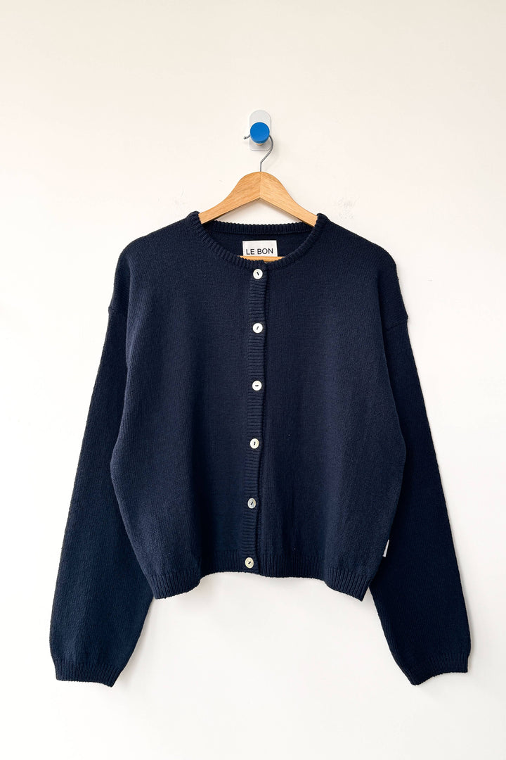 Cotton Leila Cardigan: Navy