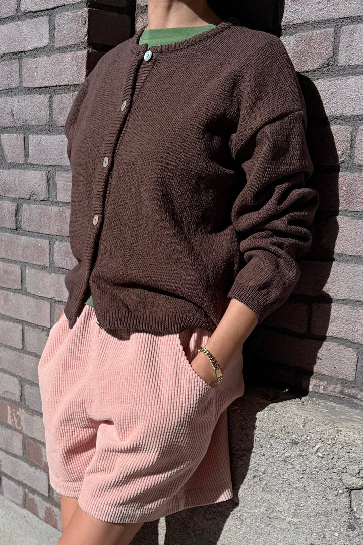 Cotton Leila Cardigan: Brown
