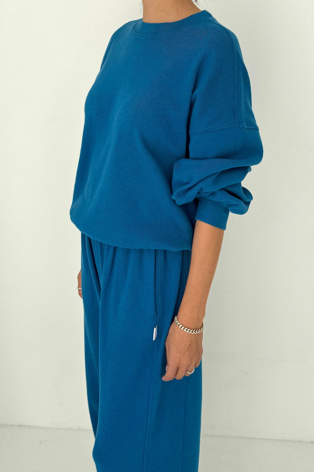 Le Bon Pointelle Core Sweatshirt: SEA BLUE