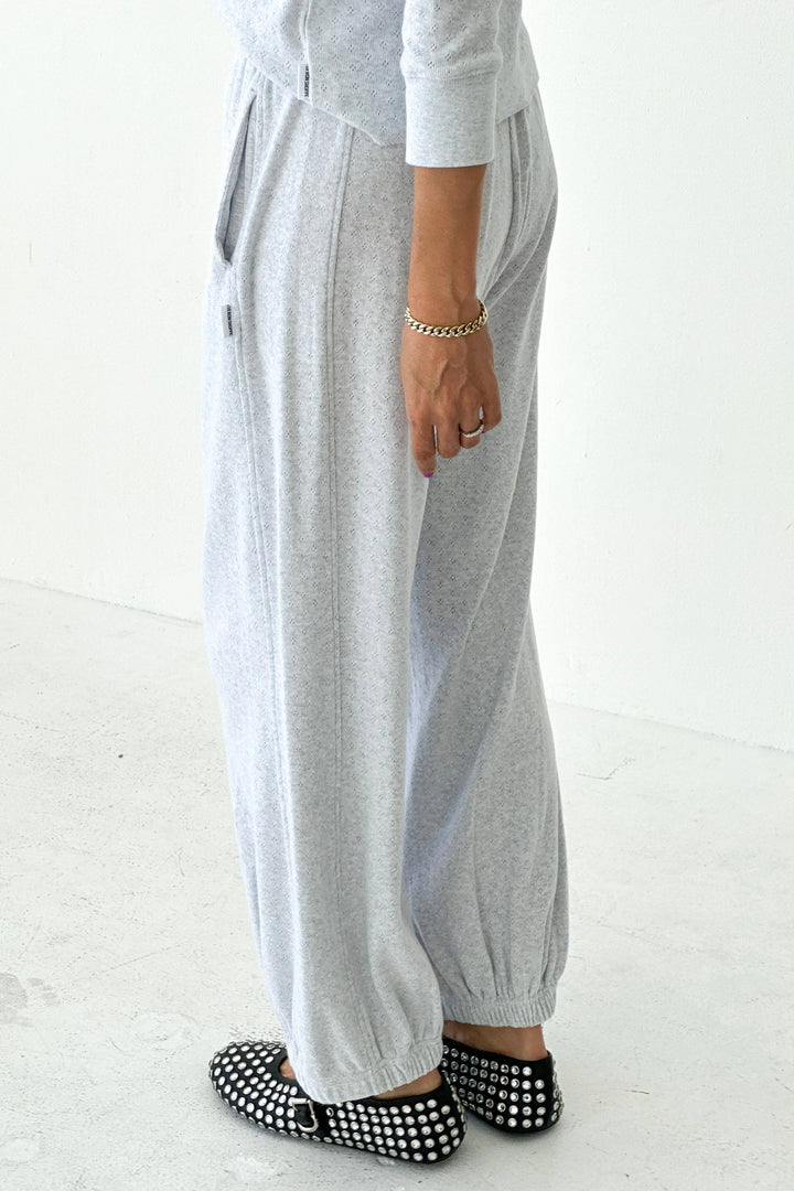 Pointelle Balloon Pants: Icy Grey