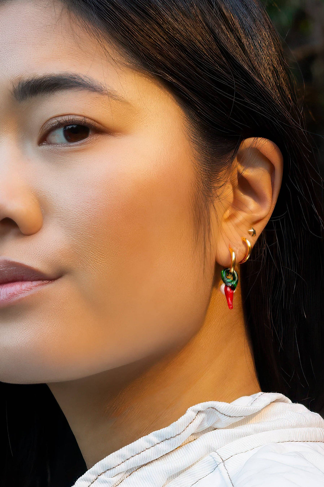 Caliente Hoops - 18K Gold Plated + Murano Glass/Pearl