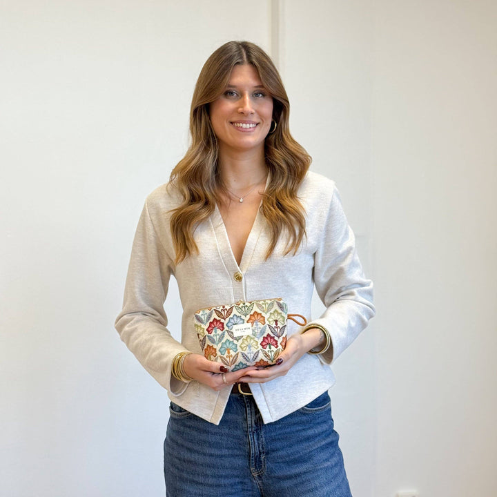 Flora floral jacquard small makeup bag