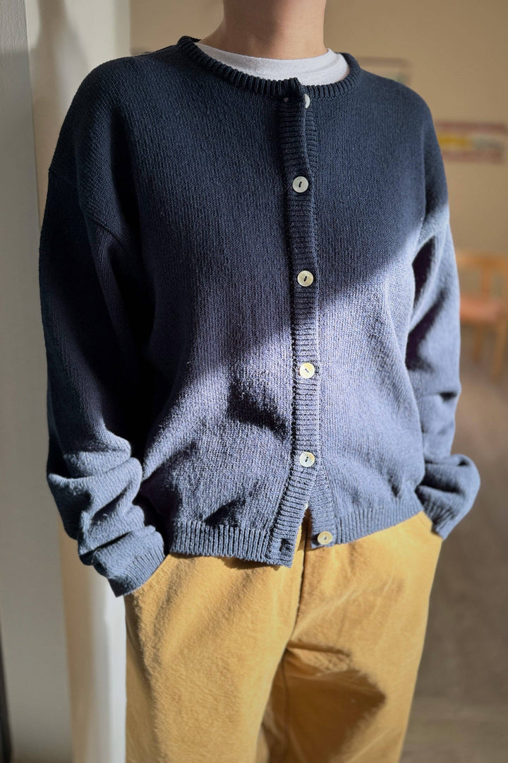 Cotton Leila Cardigan: Navy