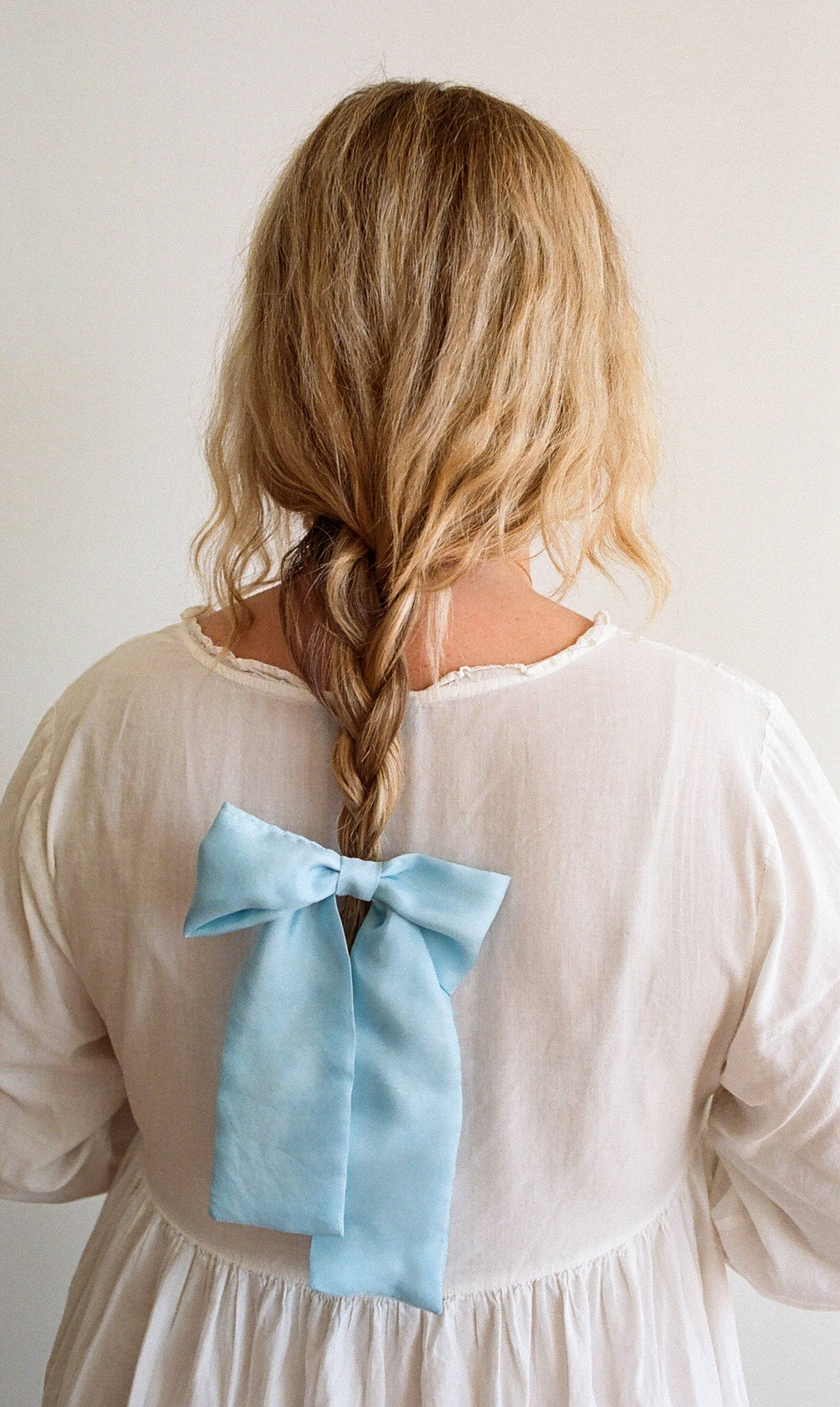 Baby Blue Silk  Hair Bow | Plant Dyed | Handmade