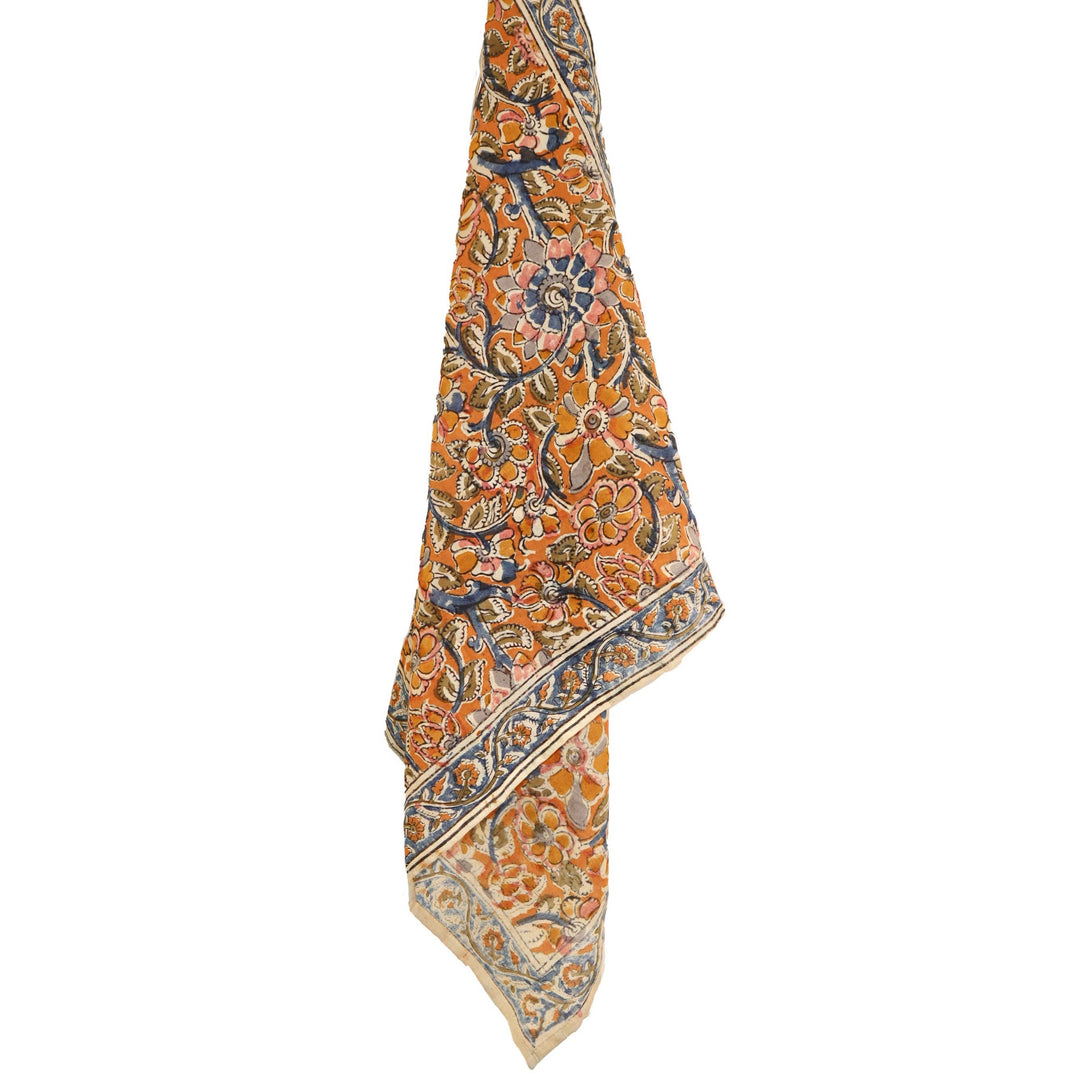 Cobalt Floral - Kalamkari Cotton Bandana