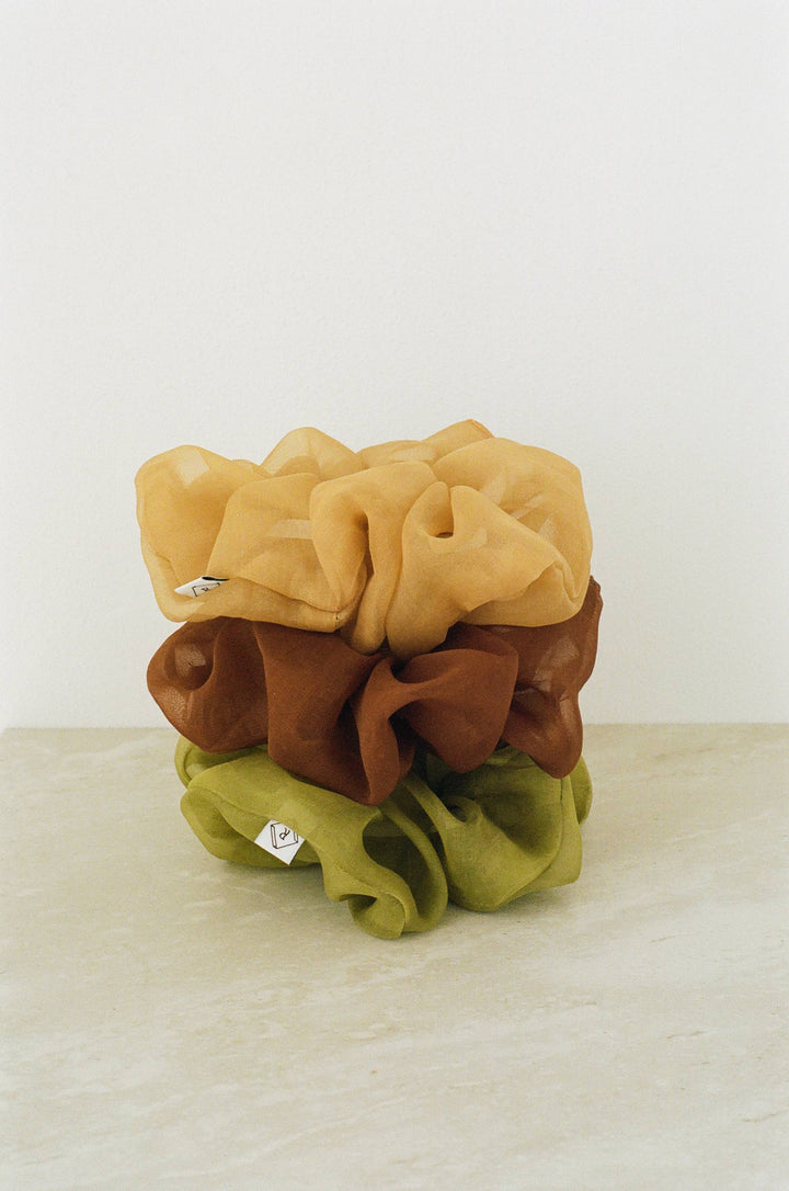 Sage Silk Organza Plant Dyed Scrunchie | Handmade