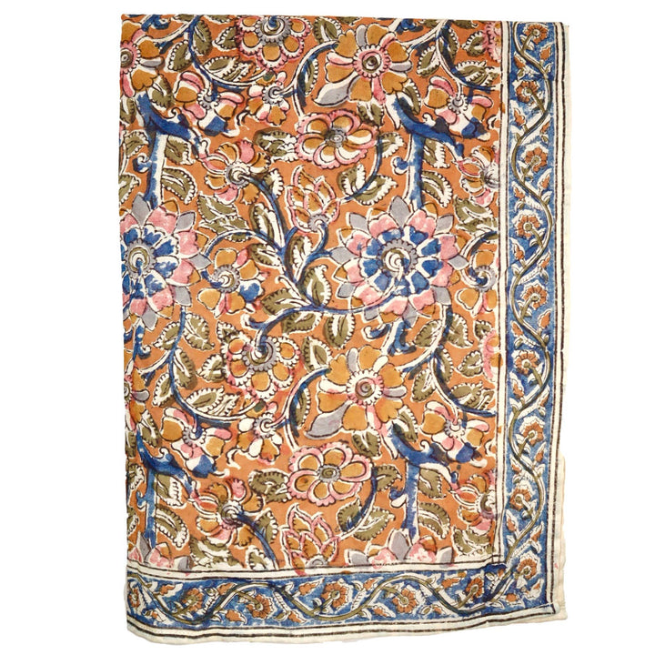 Cobalt Floral - Kalamkari Cotton Bandana