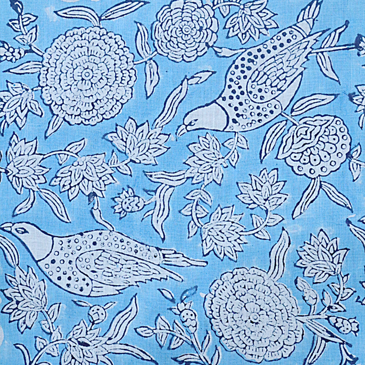Blue Skies - Hand Block Printed Cotton Bandana