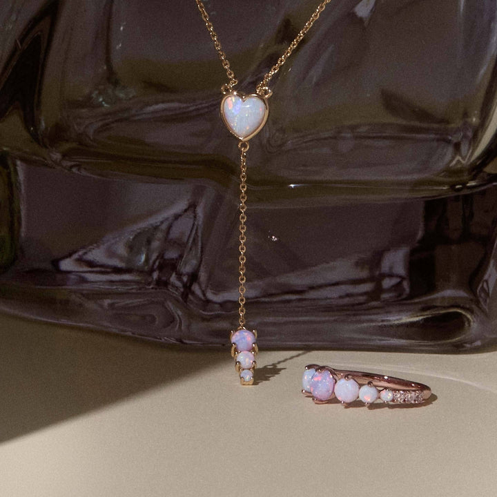 Pastel Opal Heart Lariat