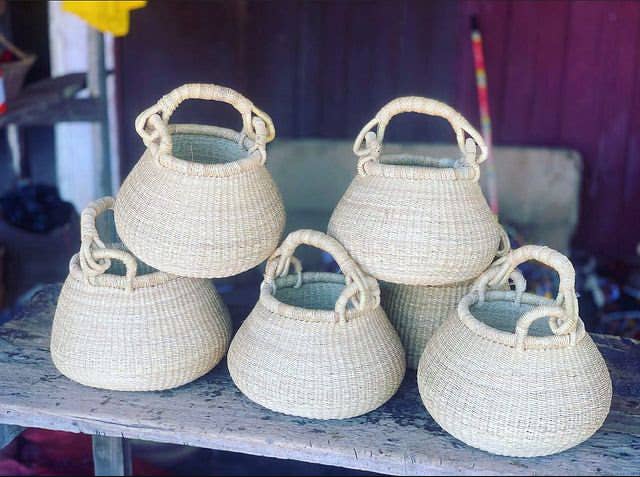 Bolga Pot Basket for Decor & Storage, All Natural