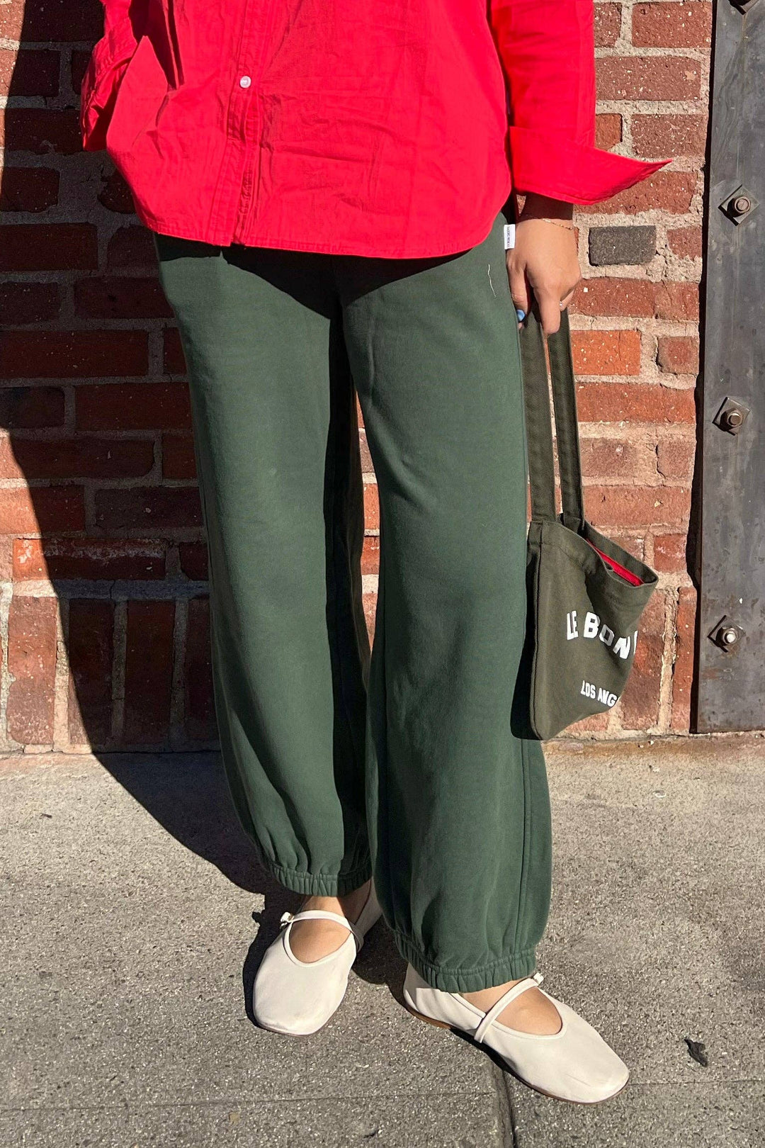 Le Bon French Terry Balloon Pants: Cedar Green