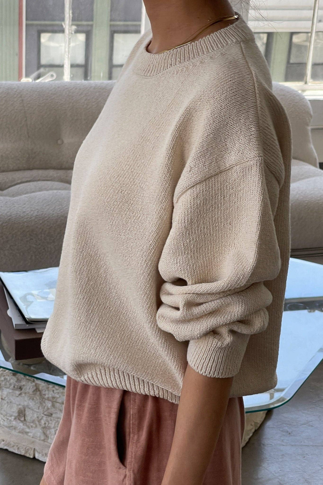 Le Bon Milo Cotton Sweater: Naturel